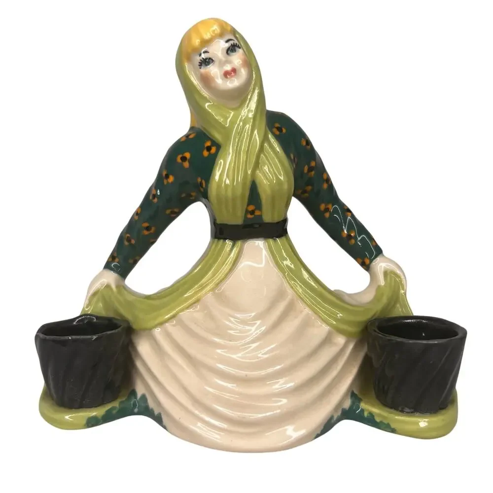 Vintage 40s Betty Harrington Ceramic Arts Studio Matchstick Girl Candleholder